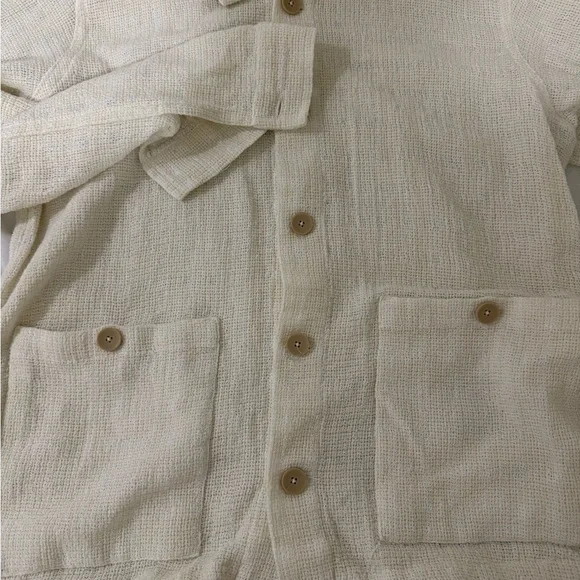 ZARA Textured Cream Button-Up Jacket - Picture 6 of 9